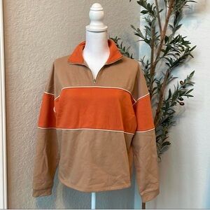 Mixed Threads Color Blocked Retro Vibes Pullover Quarter Zip Sweater Size Large